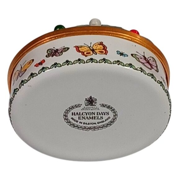 Halcyon Days Enamel 3 Pc Butterflies Sewing Needle Case Thimble Pin Cushion Set - Picture 13 of 15